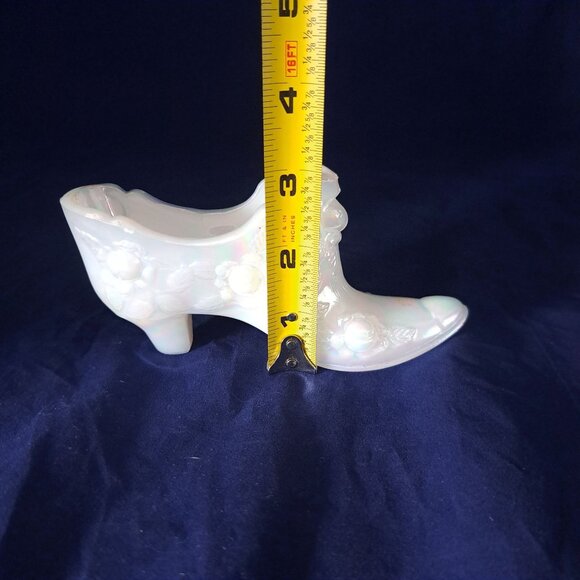 Fenton Iridescent Glass Shoe Figurine With Floral Design - Picture 2 of 11
